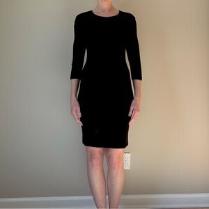 Philosophy Black Sheath Dress 3/4 Sleeve Crew Neck